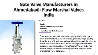 Gate Valve Manufacturers in Ahmedabad - Flow Marshal Valves India