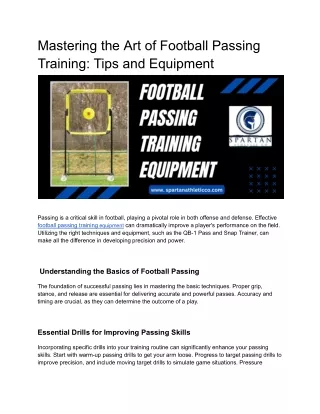 Mastering the Art of Football Passing Training_ Tips and Equipment