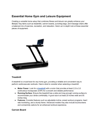 Essential Home Gym and Leisure Equipment