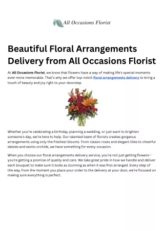 Beautiful Floral Arrangements Delivery from All Occasions Florist