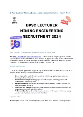 BPSC LECTURER MINING