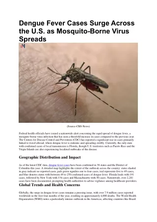 Dengue Fever Cases Surge Across the U