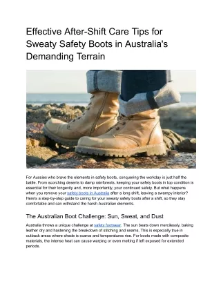 Effective After-Shift Care Tips for Sweaty Safety Boots in Australia's Demanding Terrain