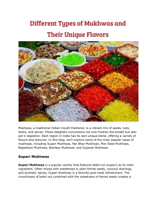 Different Types of Mukhwas and Their Unique Flavors