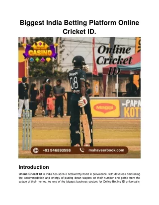 Biggest India Betting Platform Online Cricket ID