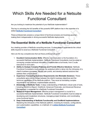 Which Skills Are Needed for a Netsuite Functional Consultant