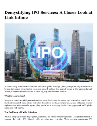 Demystifying IPO Services_ A Closer Look at Link Intime