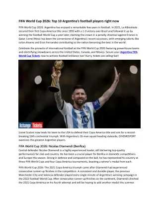 Top 10 Argentine Football Players Right Now