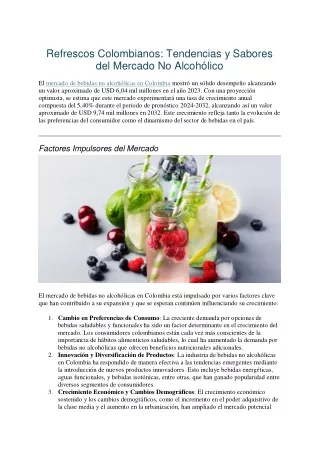 Mercado de Bebidas No Alcohólicas en Colombia