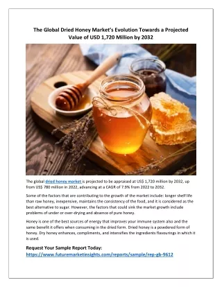 Analyzing Opportunities and Challenges in Dried Honey Market Growth