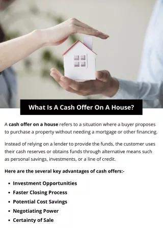 What Is A Cash Offer On A House?