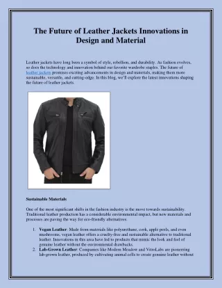 Innovative Trends The Next Generation of Leather Jackets