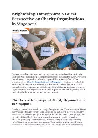 Brightening Tomorrows: A Guest Perspective on Charity Organizations in Singapore