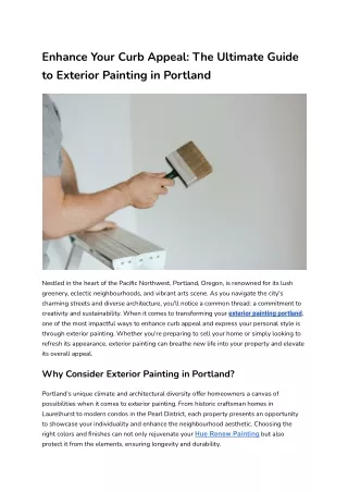 Enhance Your Curb Appeal The Ultimate Guide to Exterior Painting in Portland