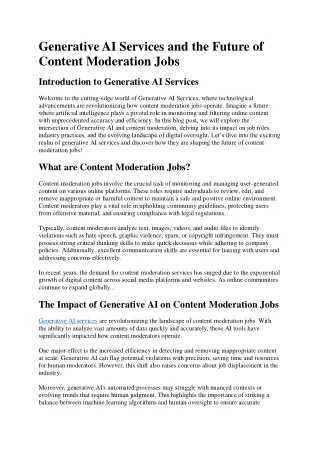 Generative AI Services and the Future of Content Moderation Jobs