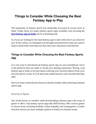 How to Choose the Best Fantasy Sports App?