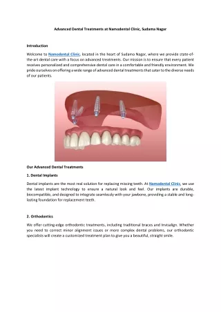 Advanced Dental Treatments at Namodental Clinic, Sudama Nagar