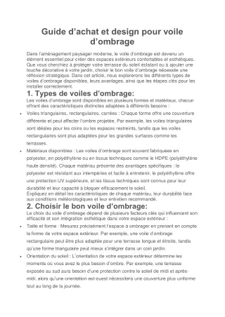 Guide d’achat complet pour voile d’ombrage