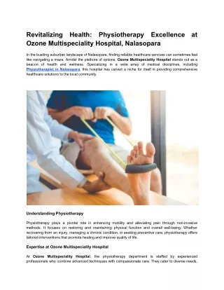 Revitalizing Health: Physiotherapy Excellence at Ozone Multispeciality Hospital,