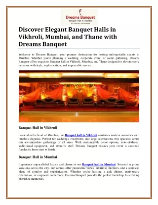 Events at the Best Banquet Hall in Vikhroli, Mumbai, and Thane