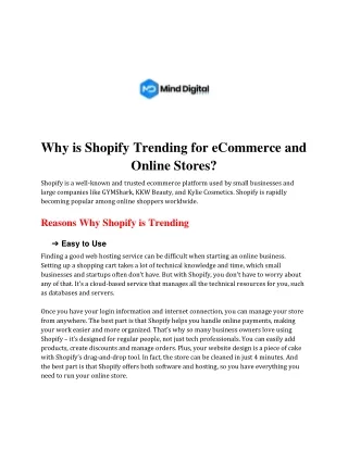 Why is Shopify Trending for eCommerce and Online Stores