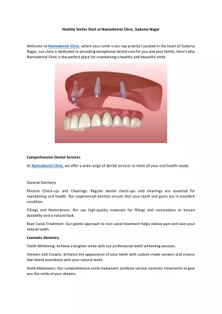 Healthy Smiles Start at Namodental Clinic, Sudama Nagar