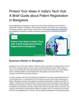 Protect Your Ideas in India's Tech Hub_ A Brief Guide about Patent Registration in Bangalore