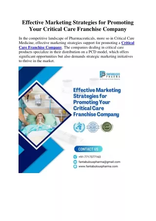 Effective Marketing Strategies for Promoting Your Critical Care Franchise Company