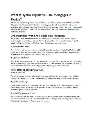 What Is Hybrid Adjustable-Rate Mortgages in Florida?