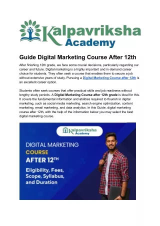 Guide digital marketing course after 12th