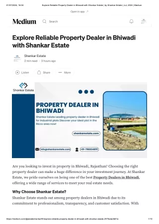 Explore Reliable Property Dealer in Bhiwadi with Shankar Estate _ by Shankar Estate