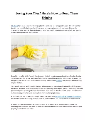 Loving Your Tiles Here's How to Keep Them Shining
