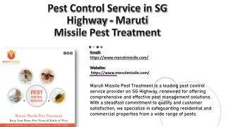 Pest Control Service in SG Highway – Maruti Missile Pest Treatment