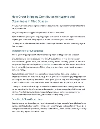 How Grout Stripping Contributes to Hygiene and Cleanliness i