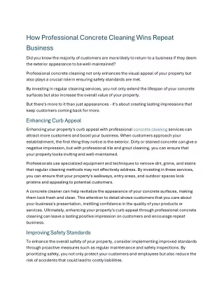 How Professional Concrete Cleaning Wins Repeat Business