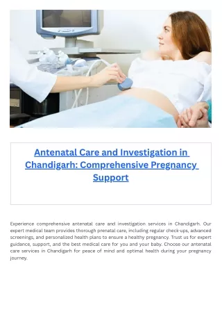 Antenatal Care and Investigation in Chandigarh Comprehensive Pregnancy Support