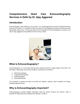 Comprehensive Heart Care Echocardiography Services in Delhi by Dr. Ajay Aggarwal