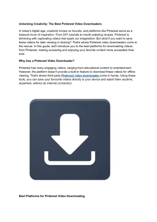 Unlocking Creativity_ The Best Pinterest Video Downloaders