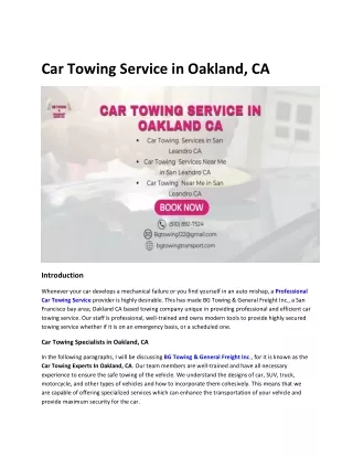 Car Towing Service in Oakland