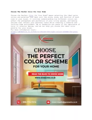 Choose The Perfet Color For Your Home