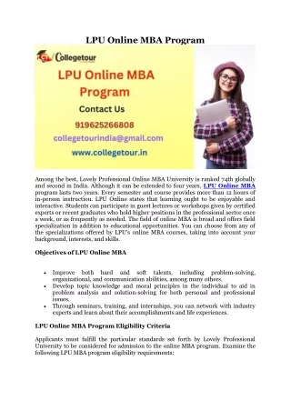 LPU Online MBA Program