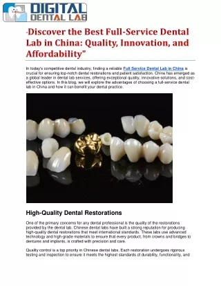 Best Full-Service Dental Lab in China