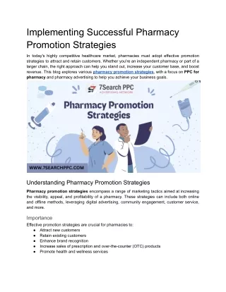 Implementing Successful Pharmacy Promotion Strategies