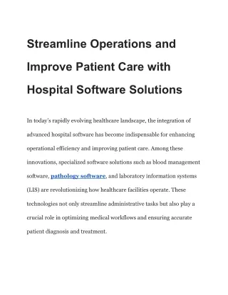 Streamline Operations and Improve Patient Care with Hospital Software Solutions