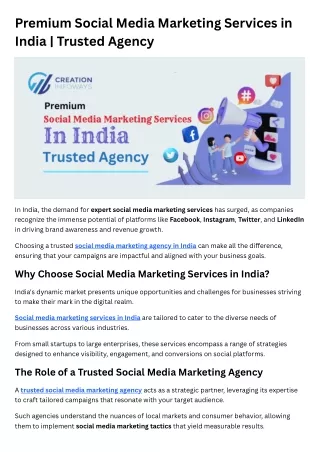 Premium Social Media Marketing Services in India  Trusted Agency