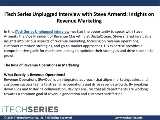 iTech Series Unplugged Interview with Steve Armenti