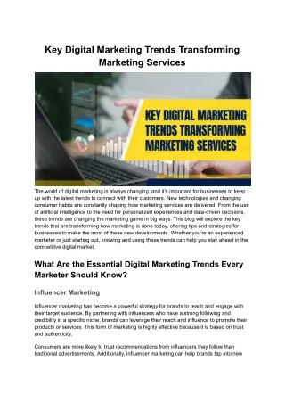 Key Digital Marketing Trends Transforming Marketing Services