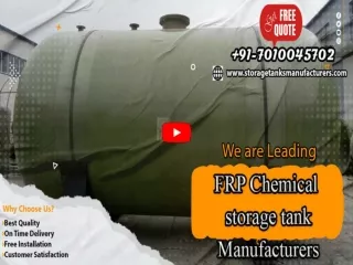 FRP Chemical Storage Tank Manufacturers India