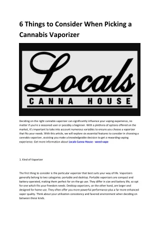 Locals Canna House - vaporizer weed