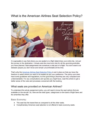 What is the American Airlines Seat Selection Policy